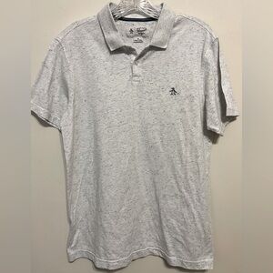 EUC Original Penguin Men’s Light Gray w/Blue Short Sleeve Polo w/Logo; Size M